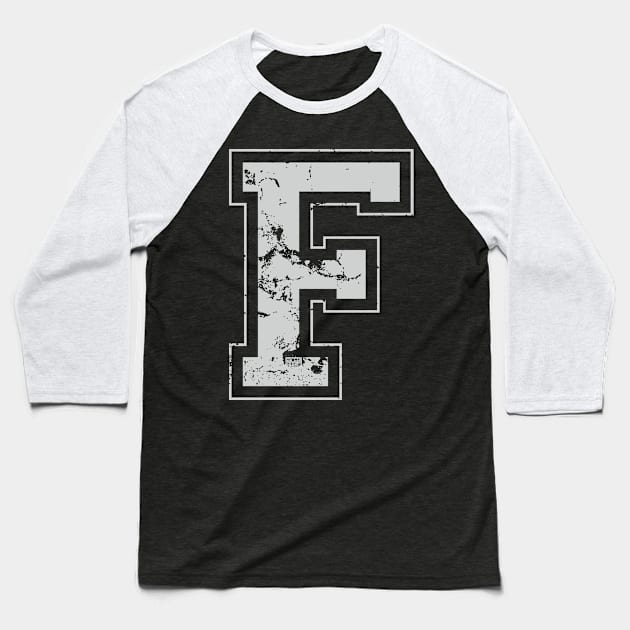 Initial Letter F Gray Jersey Sports Athletic Player Baseball T-Shirt by porcodiseno